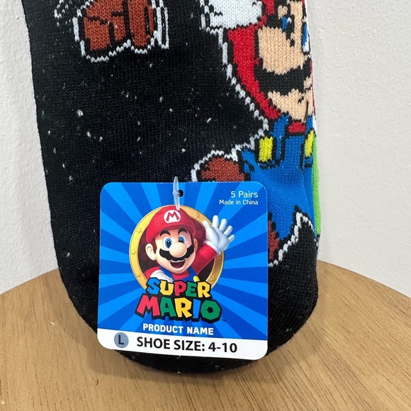 NWT Super Mario Ankle Socks 5 Pairs Mario, Yoshi, Bowser etc (L)Shoe Size 4-10 - Picture 3 of 12